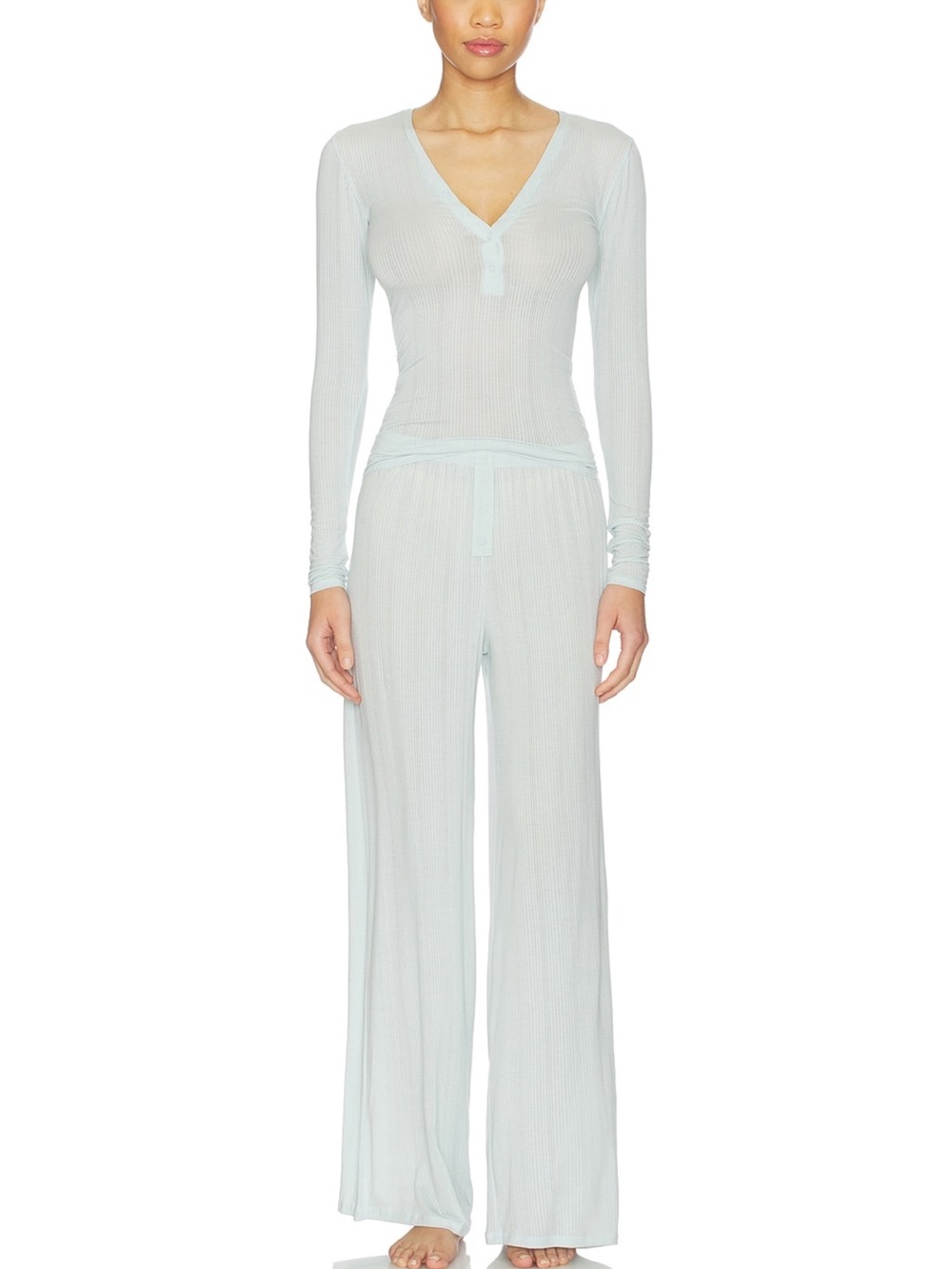 Negative whipped track pant and Henley set in blue